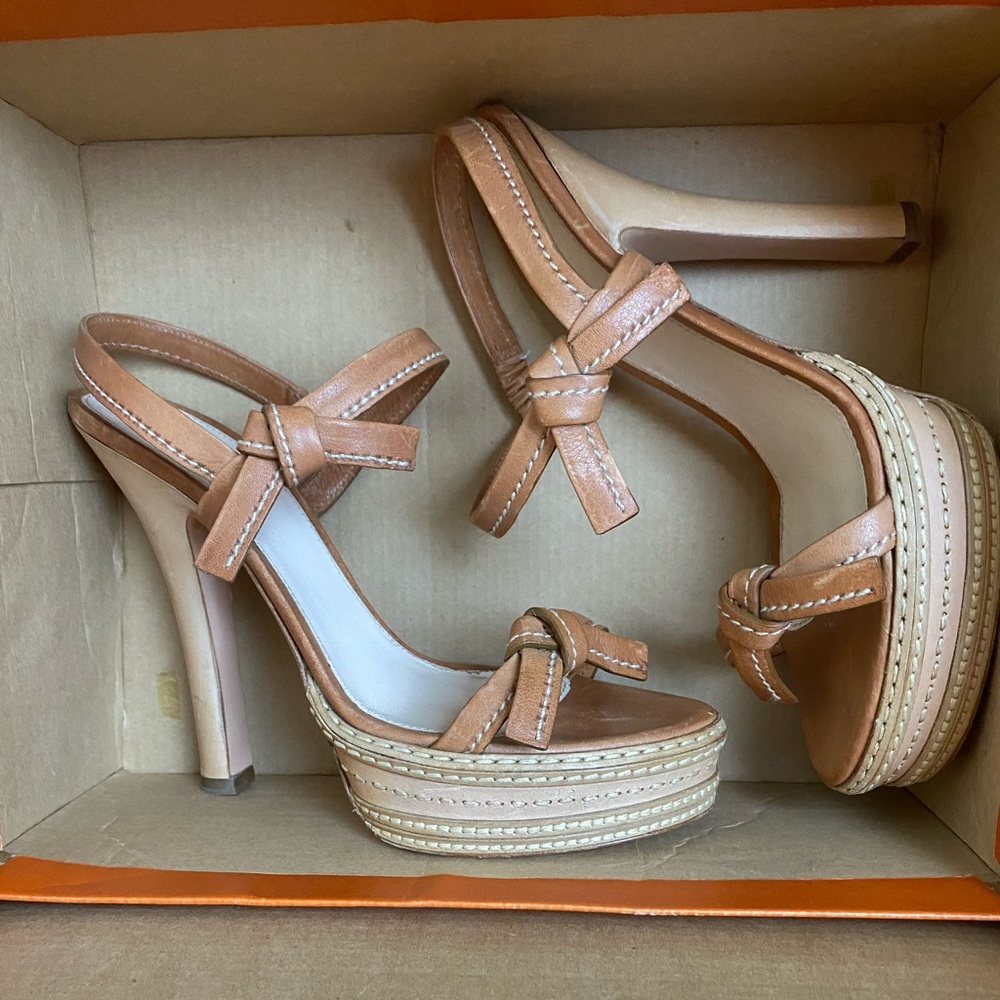 Prada Leather Knot Platform Sandals - Picture 4 of 7